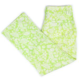 Lilly Pulitzer Pistachio Green Tide Pools Print Cotton Spandex Capri Pants 4